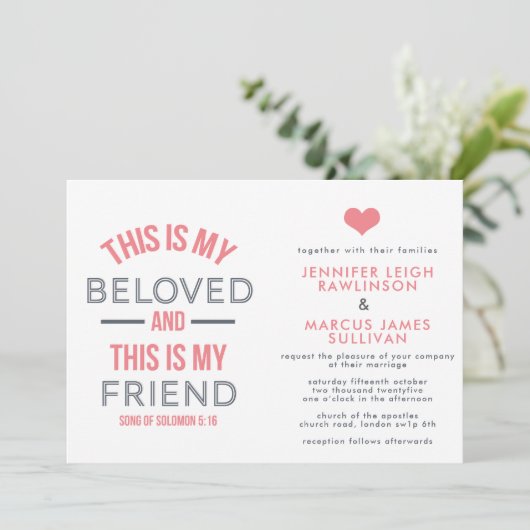 Uitnodiging voor Christelijke bruiloft - Dit is mi (Staand voorkant)