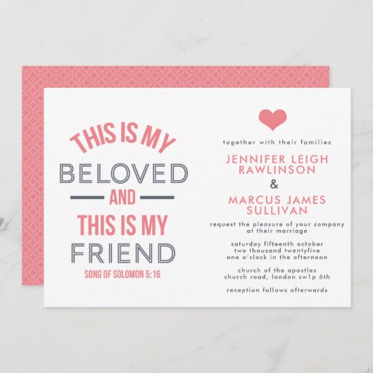 Uitnodiging voor Christelijke bruiloft - Dit is mi (Voorkant / Achterkant)