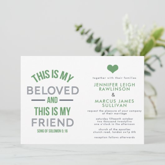 Uitnodiging voor Christelijke bruiloft - Dit is mi (Staand voorkant)