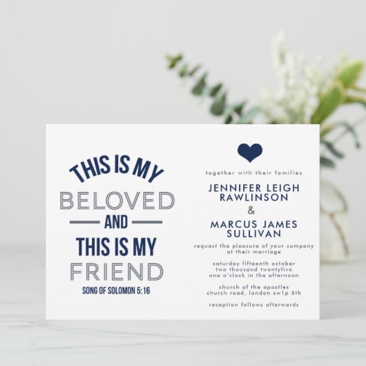 Uitnodiging voor Christelijke bruiloft - Dit is mi (Staand voorkant)