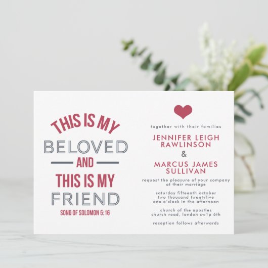 Uitnodiging voor Christelijke bruiloft - Dit is mi (Staand voorkant)