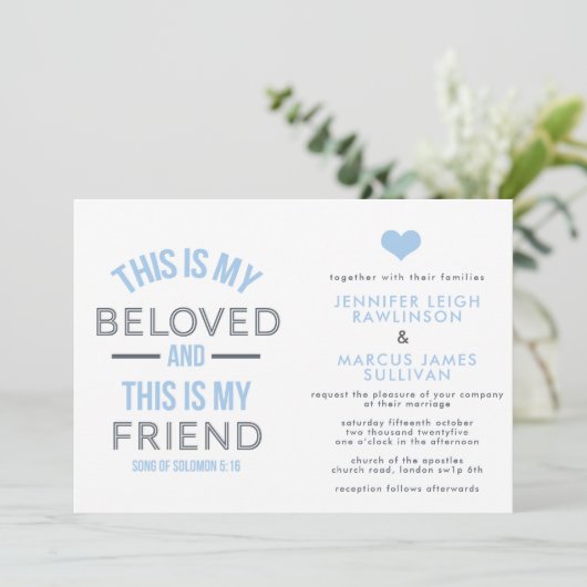 Uitnodiging voor Christelijke bruiloft - Dit is mi (Staand voorkant)