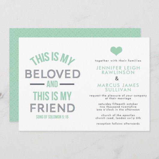 Uitnodiging voor Christelijke bruiloft - Dit is mi (Voorkant / Achterkant)