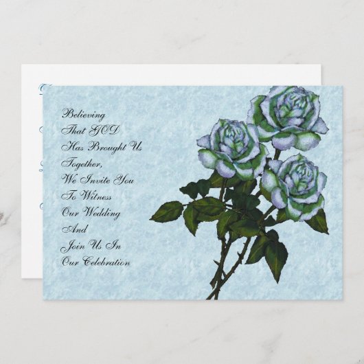 Uitnodiging voor Christelijke bruiloft: Drie witte (Voorkant / Achterkant)