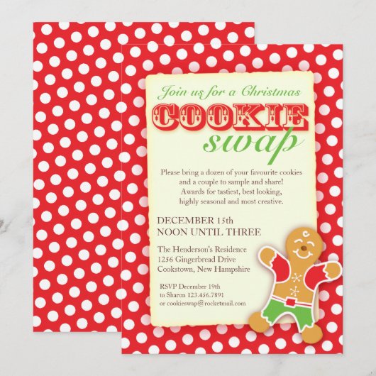 Uitnodiging voor Christmas Cookie Swap (Voorkant / Achterkant)