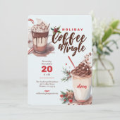 Uitnodiging voor Christmas Holiday Coffee Mingle P (Staand voorkant)