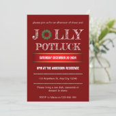 Uitnodiging voor Christmas Jolly Potluck (Staand voorkant)