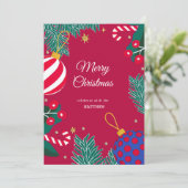 Uitnodiging voor Christmas Red Berry Wreath (Staand voorkant)