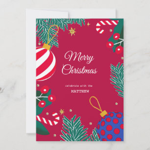 Uitnodiging voor Christmas Red Berry Wreath