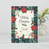 Uitnodiging voor Christmas Red Berry Wreath (Staand voorkant)