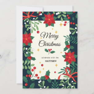 Uitnodiging voor Christmas Red Berry Wreath