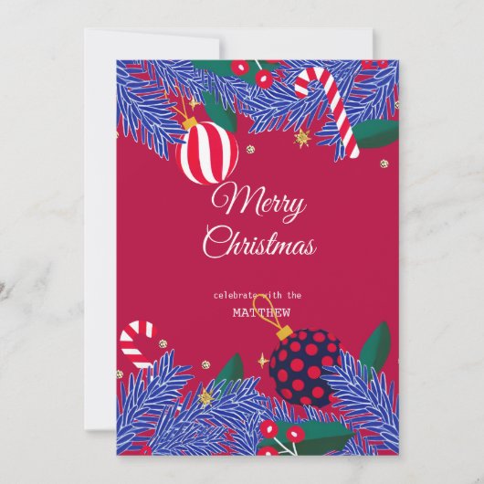 Uitnodiging voor Christmas Red Berry Wreath (Voorkant)