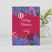 Uitnodiging voor Christmas Red Berry Wreath (Staand voorkant)