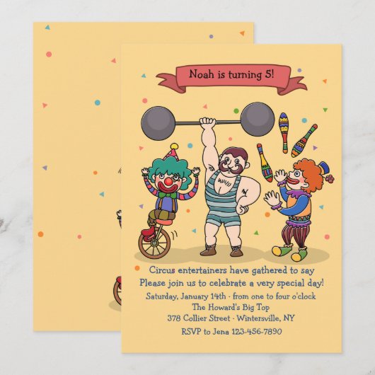 uitnodiging voor circusartiesten (Voorkant / Achterkant)