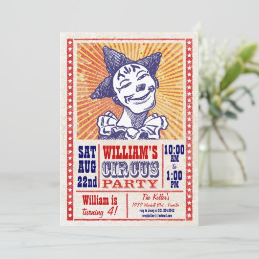 uitnodiging voor circuspartij (Staand voorkant)