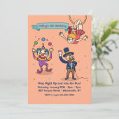 uitnodiging voor circuspersonages (Staand voorkant)