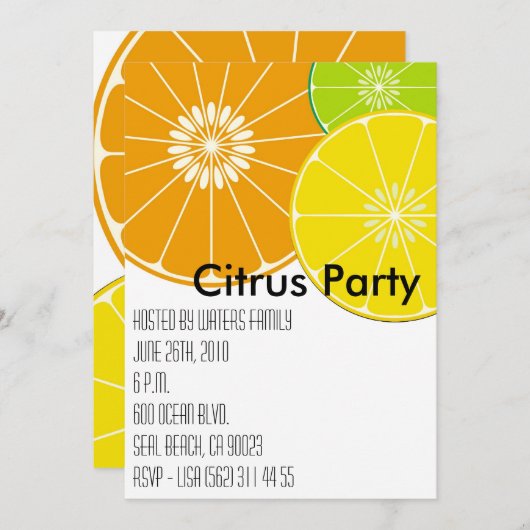 Uitnodiging voor Citrus-partij (Voorkant / Achterkant)