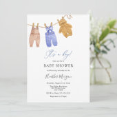 Uitnodiging voor Classic Boy Baby shower (Staand voorkant)