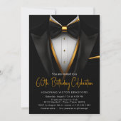 Uitnodiging voor Classy Black and Gold Tuxedo Even (Voorkant)