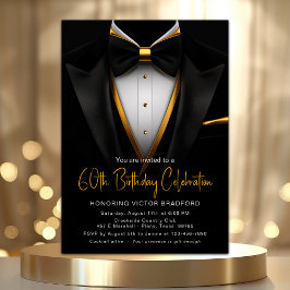 Uitnodiging voor Classy Black and Gold Tuxedo Even
