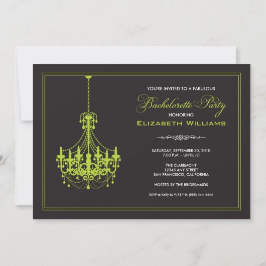 Uitnodiging voor Classy Chandelier Bachelorette (l (Voorkant)