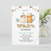 Uitnodiging voor co-ed baby shower met bier (Staand voorkant)
