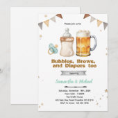 Uitnodiging voor co-ed baby shower met bier (Voorkant / Achterkant)