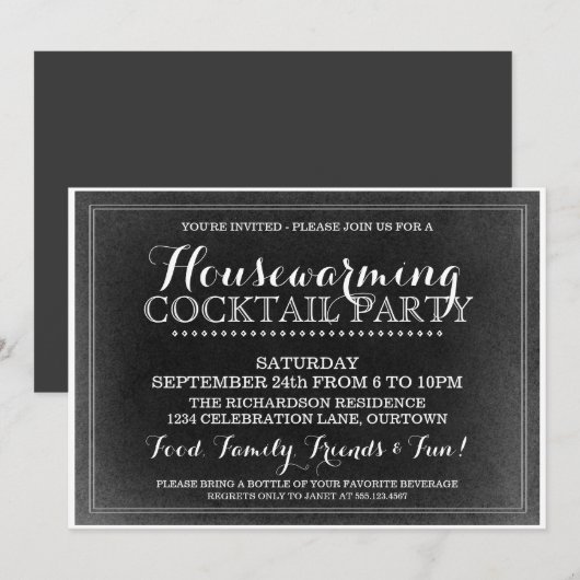 uitnodiging voor Cocktail-cocktail bij opwarming (Voorkant / Achterkant)