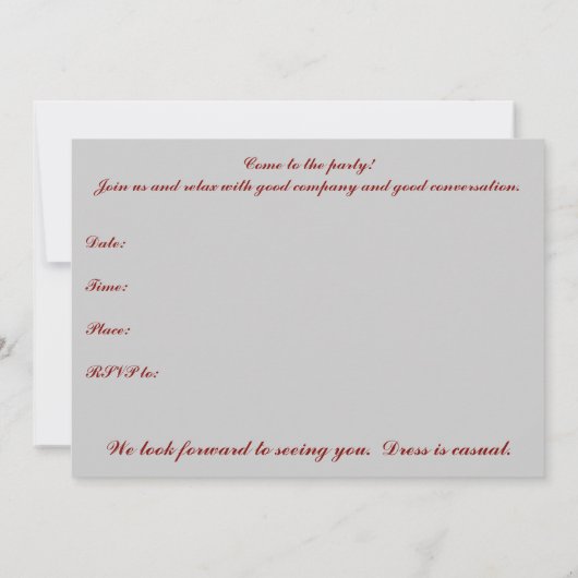 Uitnodiging voor cocktail-partijen - Rood en zwart (Achterkant)