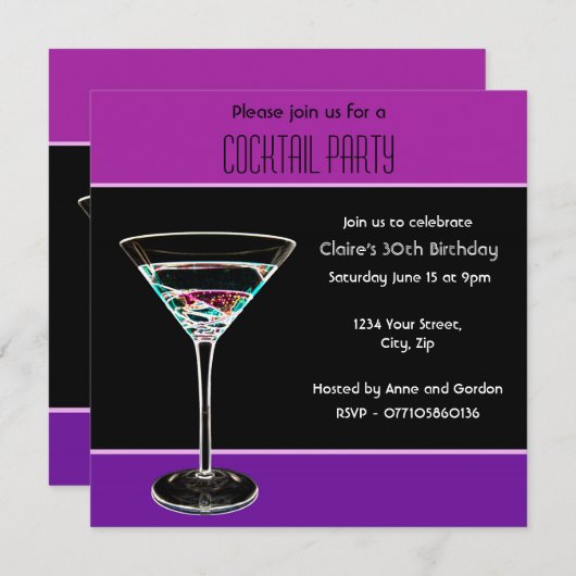 Uitnodiging voor Cocktailparty (Voorkant / Achterkant)