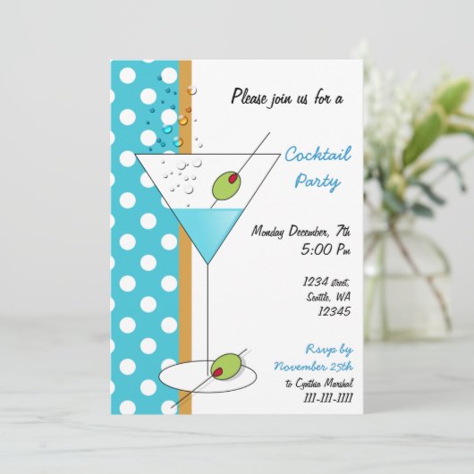 Uitnodiging voor cocktailparty (Staand voorkant)