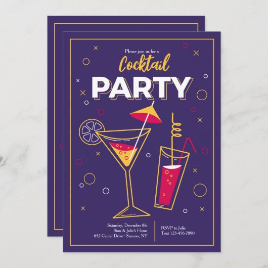 Uitnodiging voor Cocktailparty (Voorkant / Achterkant)