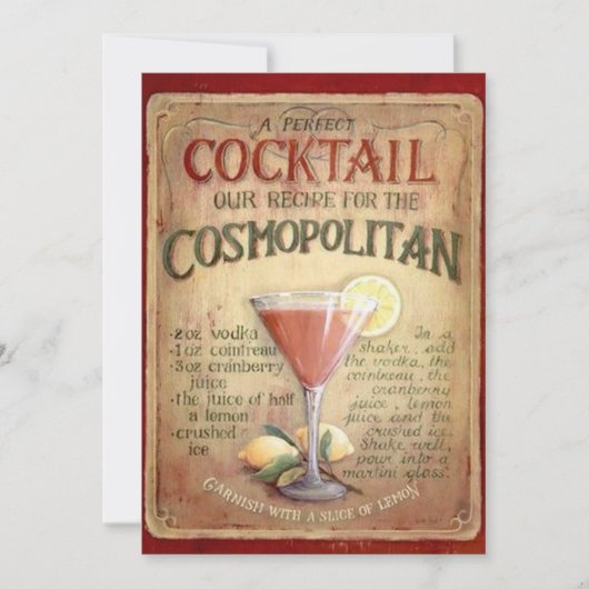 Uitnodiging voor cocktailparty cosmopolitan (Voorkant)
