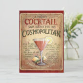 Uitnodiging voor cocktailparty cosmopolitan (Staand voorkant)