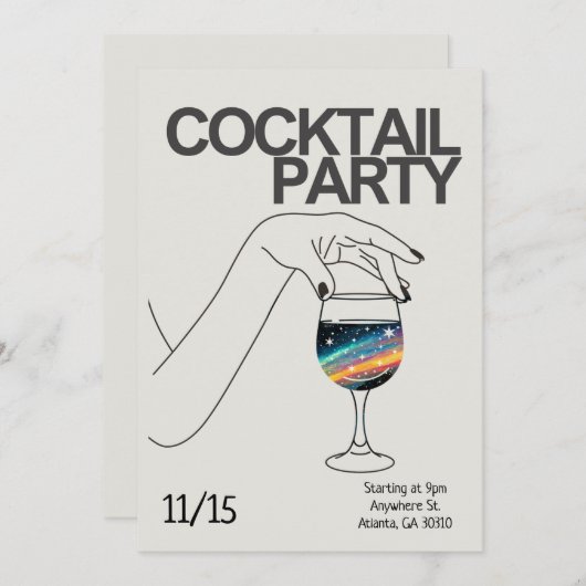 Uitnodiging voor cocktailparty gepersonaliseerde u (Voorkant / Achterkant)