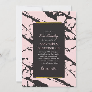 Uitnodiging voor cocktailparty roze marmer