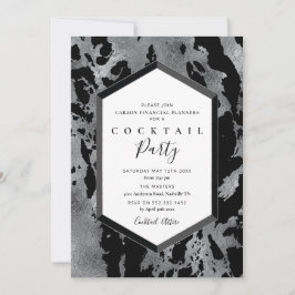 Uitnodiging voor cocktailparty zwart zilver