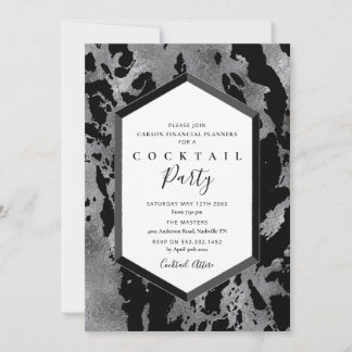 Uitnodiging voor cocktailparty zwart zilver