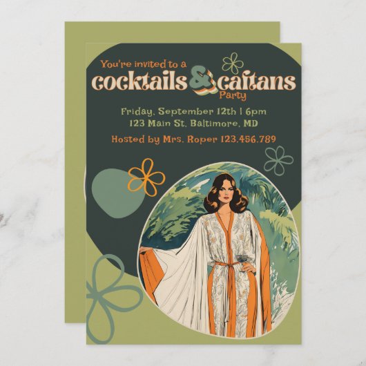 Uitnodiging voor cocktails en kaftans (Voorkant / Achterkant)