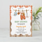 Uitnodiging voor coed BBQ baby shower (Staand voorkant)