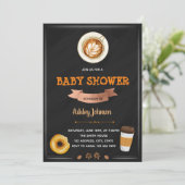 Uitnodiging voor Coffee And Cravings babyborrel (Staand voorkant)