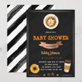 Uitnodiging voor Coffee And Cravings babyborrel (Voorkant / Achterkant)