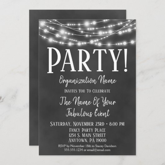 Uitnodiging voor collectieve partij Chalkboard (Voorkant / Achterkant)