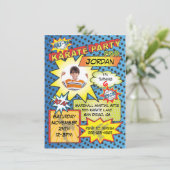 Uitnodiging voor Comic Book Karate Party (Staand voorkant)