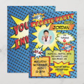 Uitnodiging voor Comic Book Karate Party (Voorkant / Achterkant)