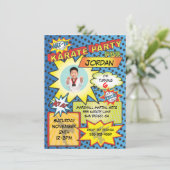 Uitnodiging voor Comic Book Karate Party (Staand voorkant)