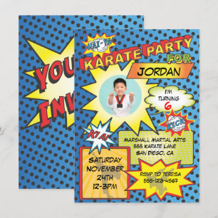 Uitnodiging voor Comic Book Karate Party