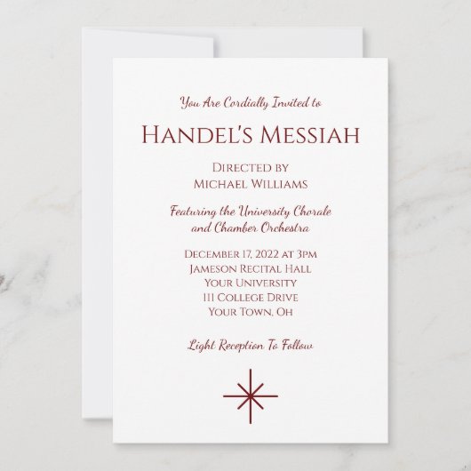 Uitnodiging voor concert met kerstfeestdag (Voorkant)