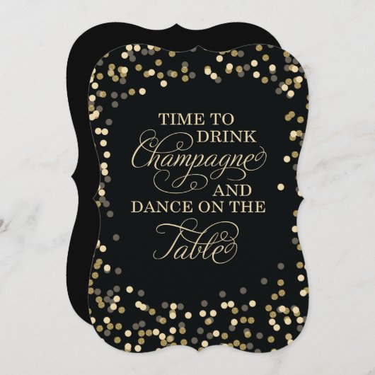 Uitnodiging voor Confetti en gouden bruiloft (Voorkant / Achterkant)