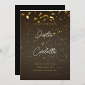 Uitnodiging voor Confetti en gouden bruiloft (Voorkant / Achterkant)